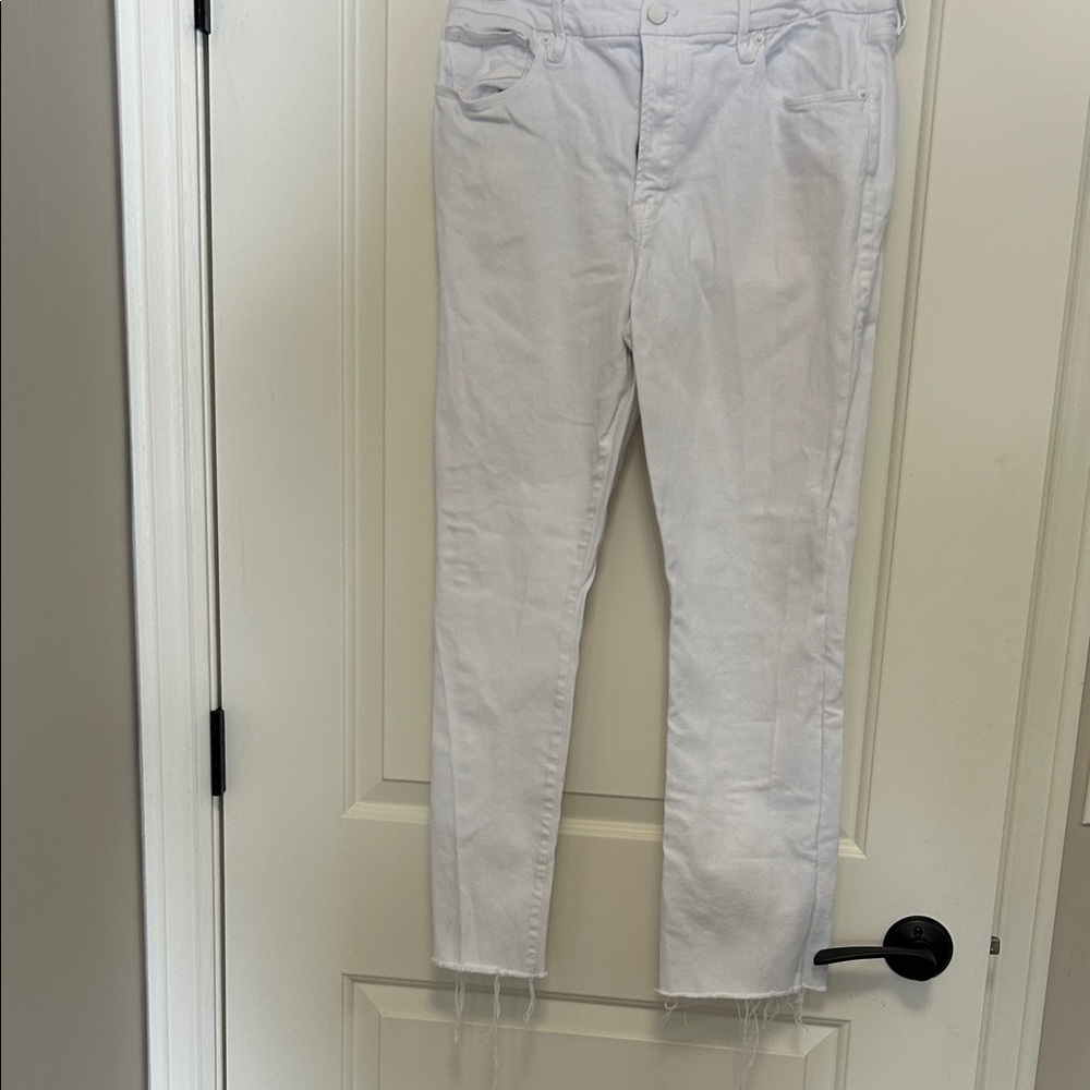 Good American Cropped White Jeans